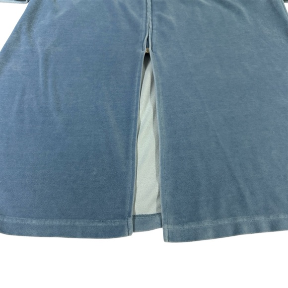 Women’s Lands’ End Blue Velour Zip Front Hooded Robe - Picture 4 of 6